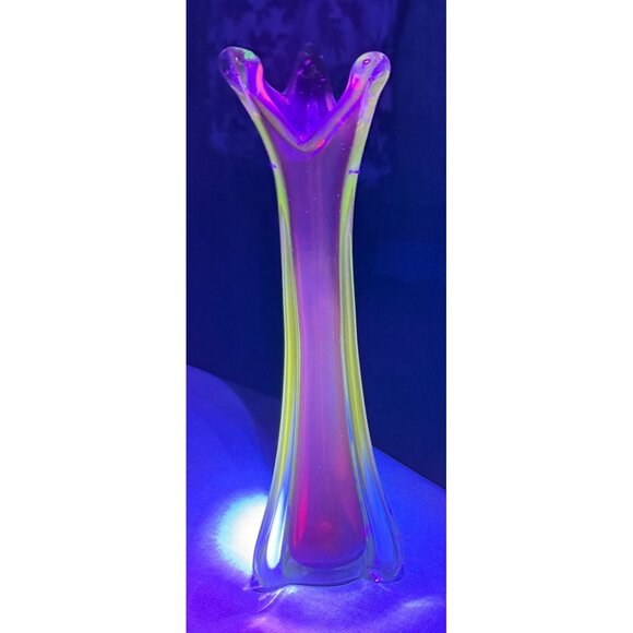 Vintage UV Extra Large Organic Red Blue Murano Glass Sommerso Vase Italian 1970s - Picture 7 of 11